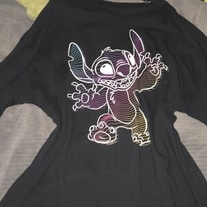 Disney Black Long Sleeve Tee with Colorful Stitch Design